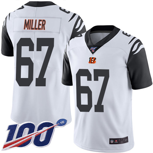 Cincinnati Bengals Limited White Men John Miller Jersey NFL Footballl 67 100th Season Rush Vapor Untouchable